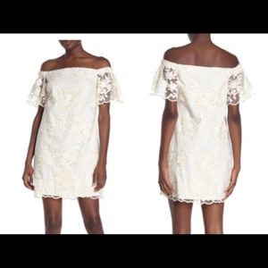 NWT Trina Turk cream lace embroidered dress size M